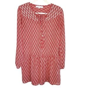 Christophe Sauvat Boho Beaded Sheer Mini Dress XS Resort Cottage‎ Summer Tassel